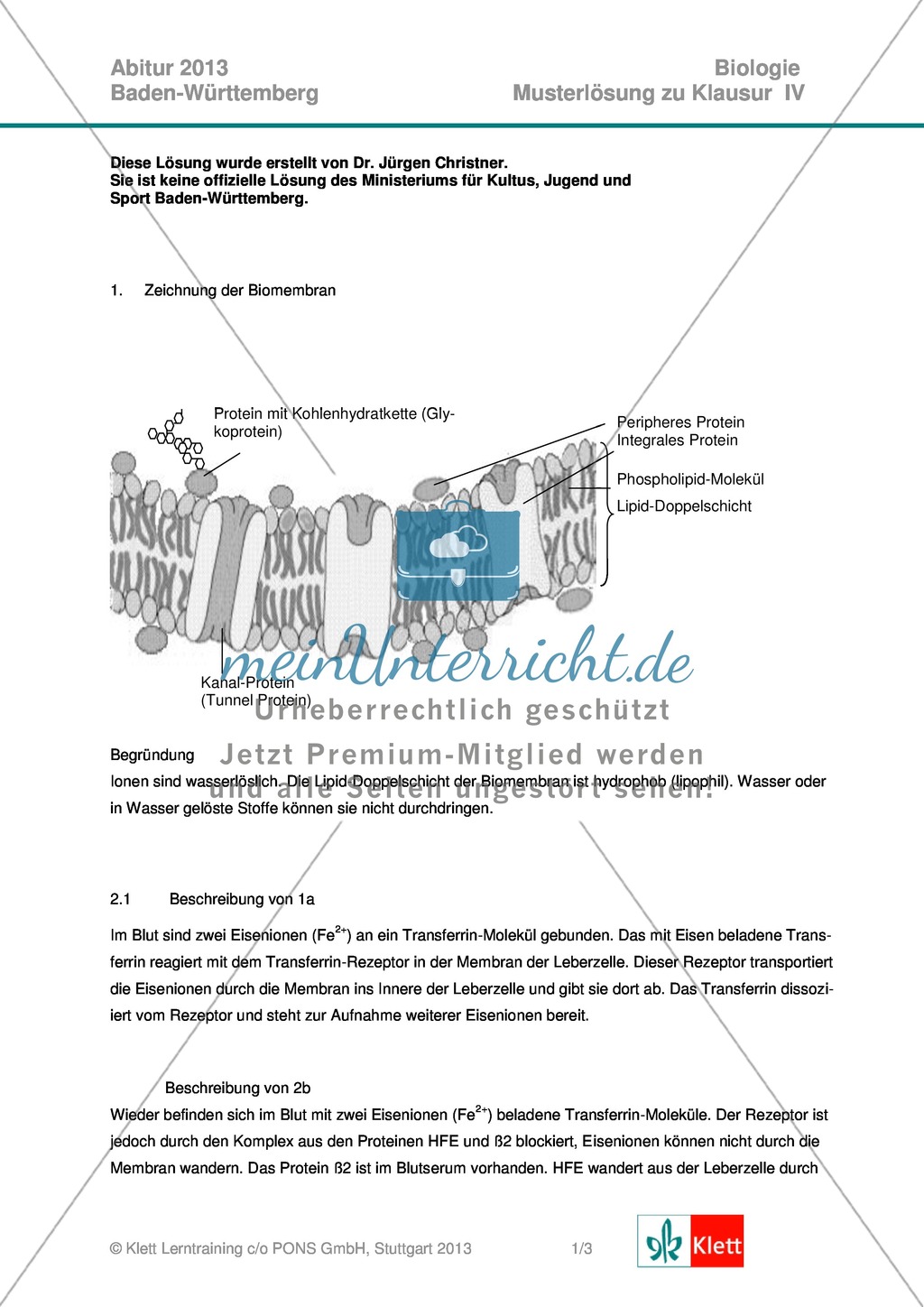 Abituraufgaben Baden-Württemberg 2013-IV:Erschließen von regulatorischen Vorgängen im menschlichen Körper am Beispiel der Eisenaufnahme und -speicherung mit Bezug zu genetischen Voraussetzungen.Mit Arbeitsmaterial und Lösungen. Preview 5