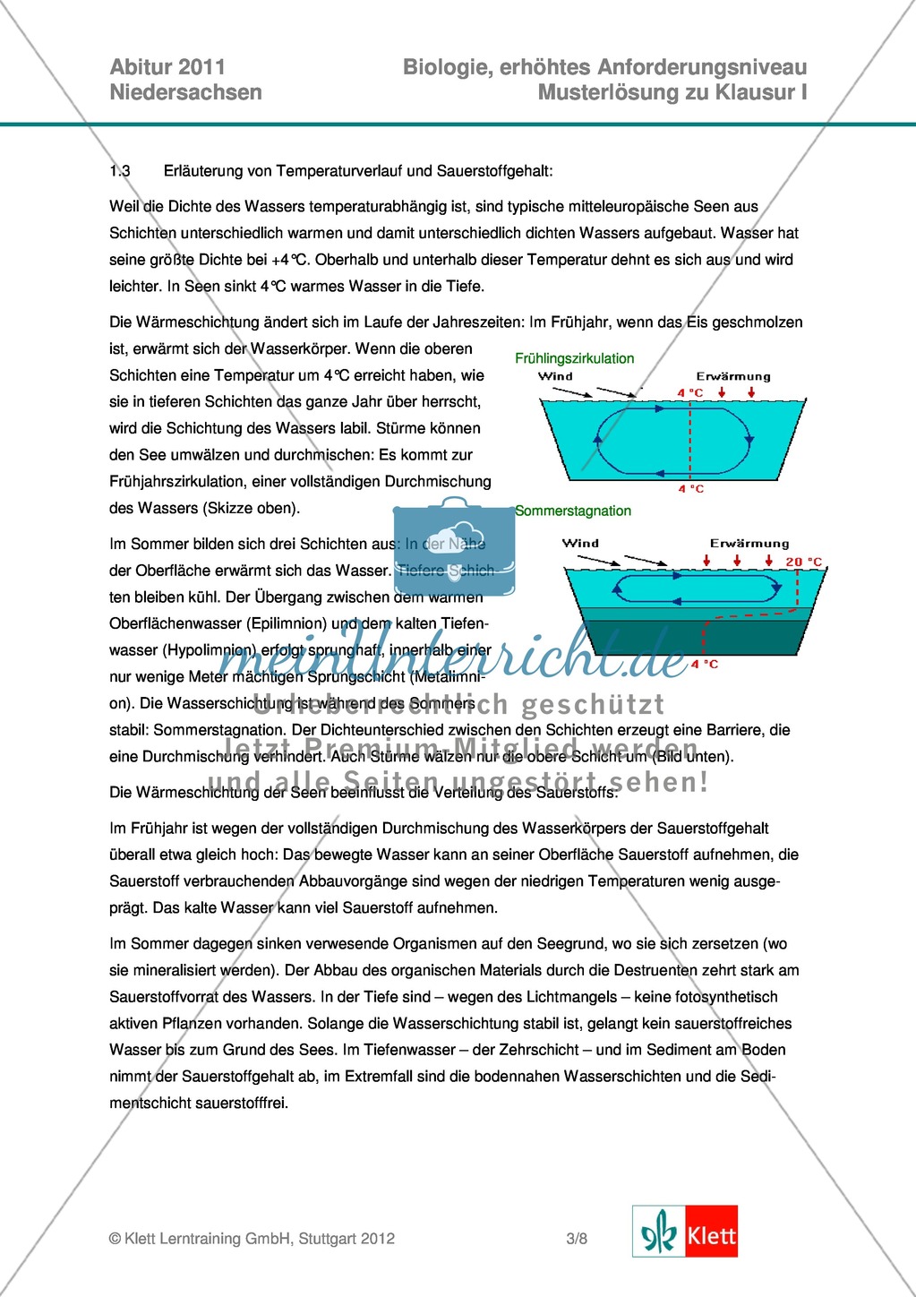 Abituraufgaben Niedersachsen eA-2011-I:Erschließen von ökologischen Aspekten der Seerose.Mit Arbeitsmaterial und Lösungen. Preview 7