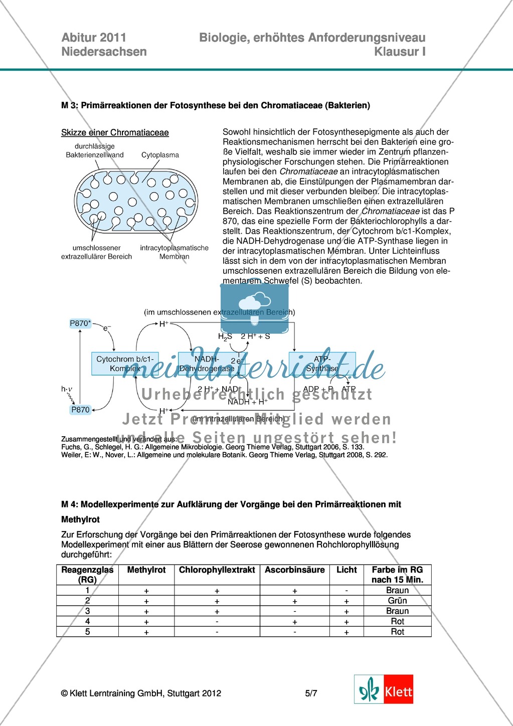 Abituraufgaben Niedersachsen eA-2011-I:Erschließen von stoffwechselphysiologischen Aspekten.Mit Arbeitsmaterial und Lösungen. Preview 2