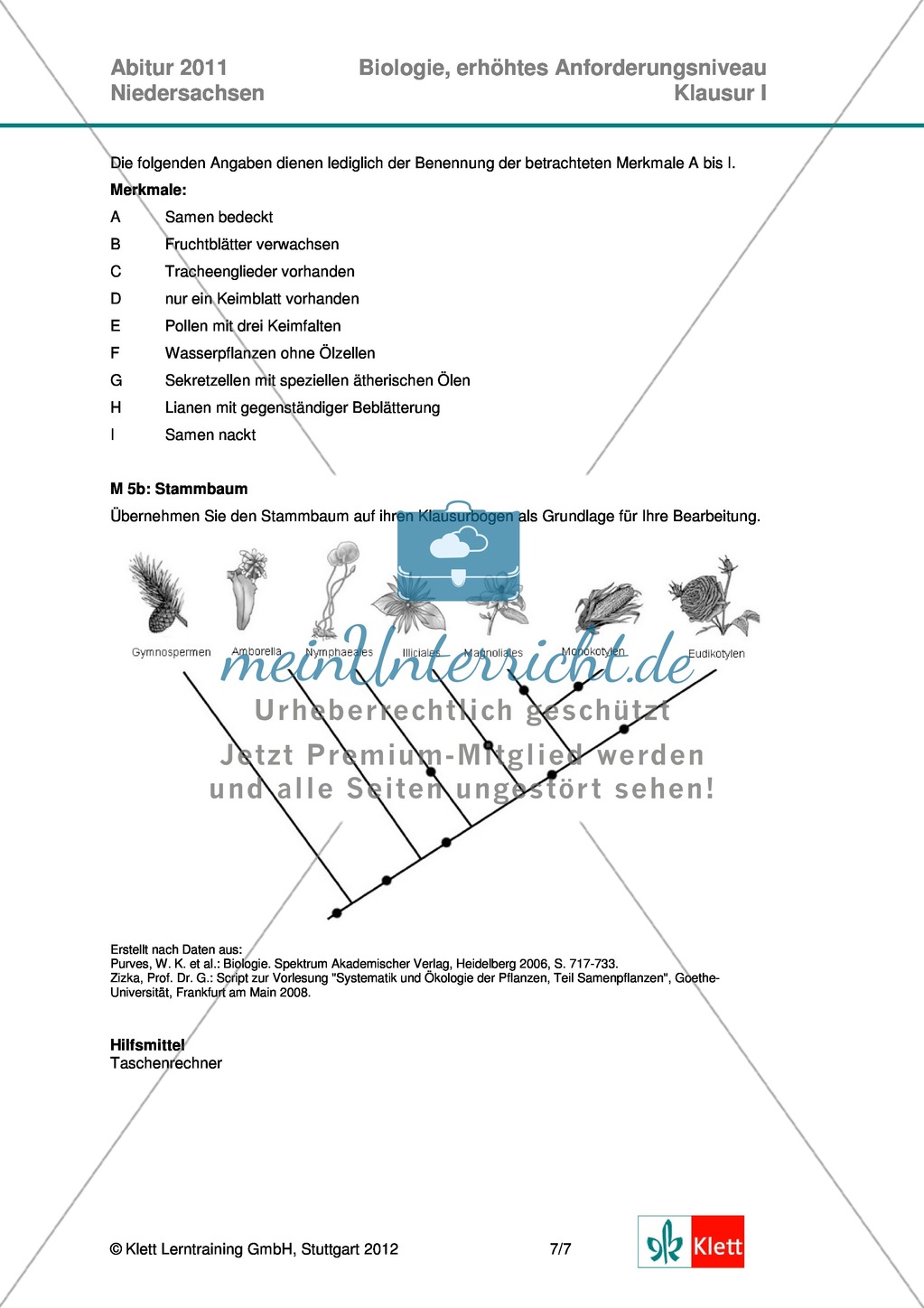 Abituraufgaben Niedersachsen eA-2011-I:Erschließen von evolutionsbiologischen Aspekten der Seerose.Mit Arbeitsmaterial und Lösungen. Preview 3