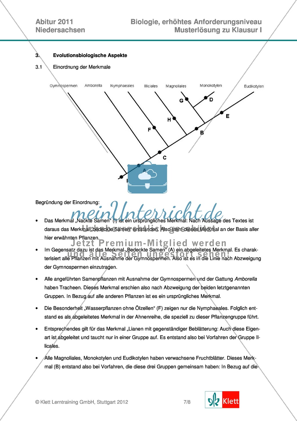 Abituraufgaben Niedersachsen eA-2011-I:Erschließen von evolutionsbiologischen Aspekten der Seerose.Mit Arbeitsmaterial und Lösungen. Preview 4