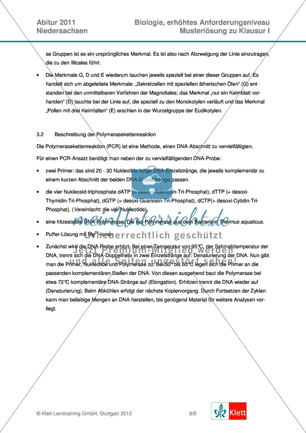 Abituraufgaben Niedersachsen eA-2011-I:Erschließen von evolutionsbiologischen Aspekten der Seerose.Mit Arbeitsmaterial und Lösungen. Preview 5