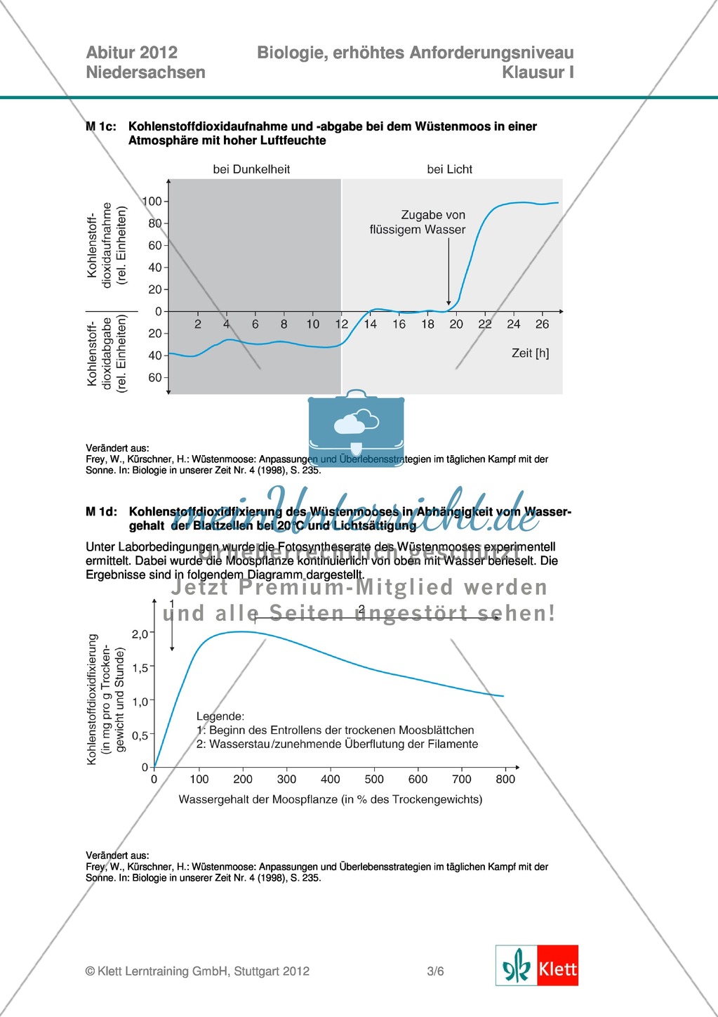 Abituraufgaben Niedersachsen 2012eA-I:Erschließen von stoffwechselbiologischen, evolutionsbiologischen, ökologischen und neurobiologischen Aspekten ausgewählter Wüstenorganismen.Mit Arbeitsmaterial und Lösungen. Preview 3