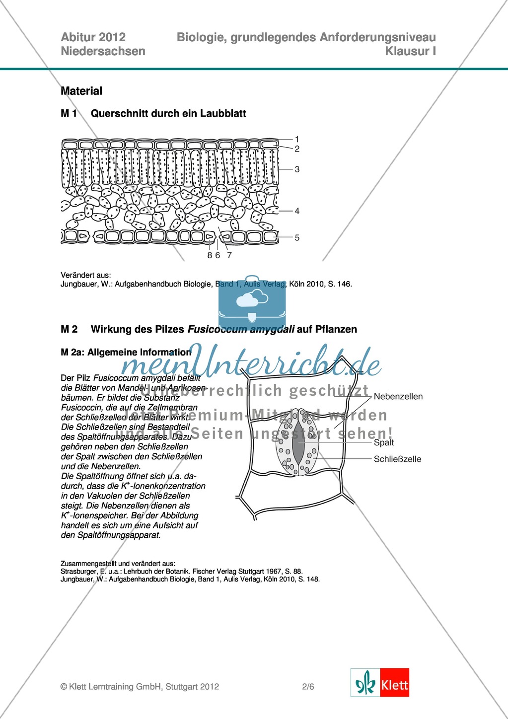 Abituraufgaben Niedersachsen 2012 gA-I: Erschließen der Bedeutung von Pilzen und Flechten im Ökosystem. Mit Arbeitsmaterial und Lösungen. Preview 2