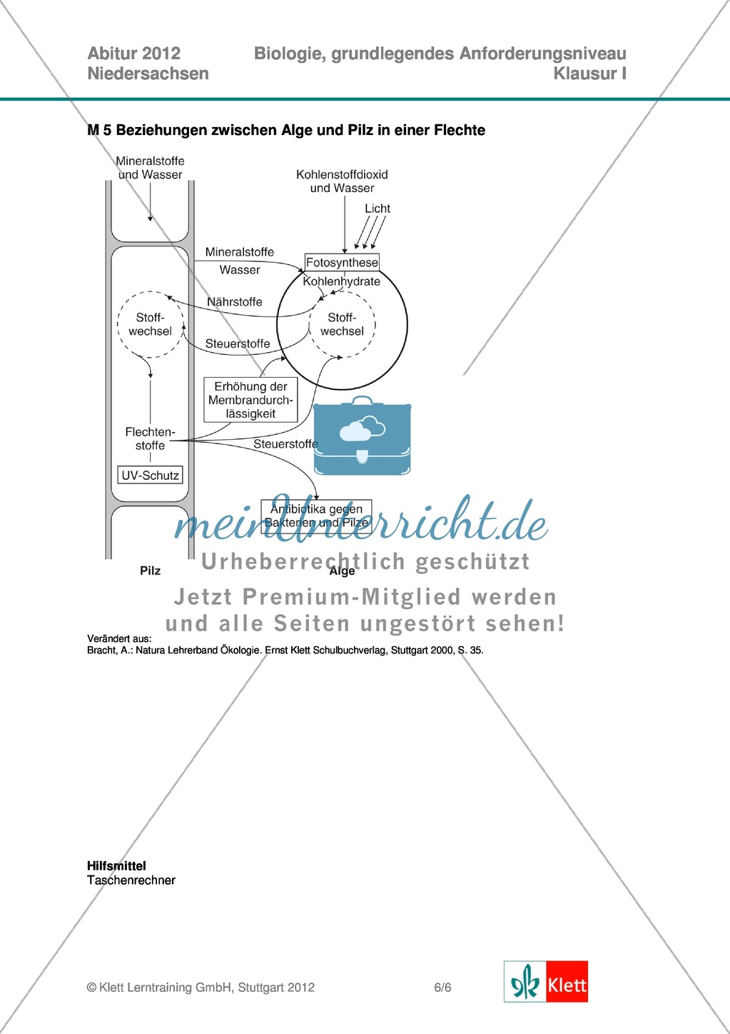 Abituraufgaben Niedersachsen 2012 gA-I: Erschließen der Bedeutung von Pilzen und Flechten im Ökosystem. Mit Arbeitsmaterial und Lösungen. Preview 6