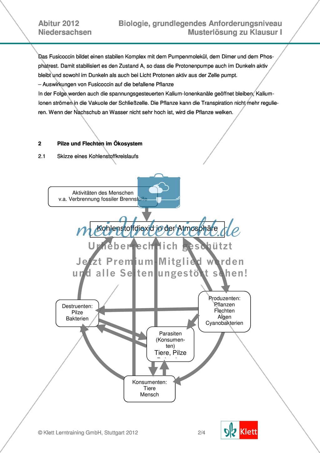 Abituraufgaben Niedersachsen 2012 gA-I: Erschließen der Bedeutung von Pilzen und Flechten im Ökosystem. Mit Arbeitsmaterial und Lösungen. Preview 8