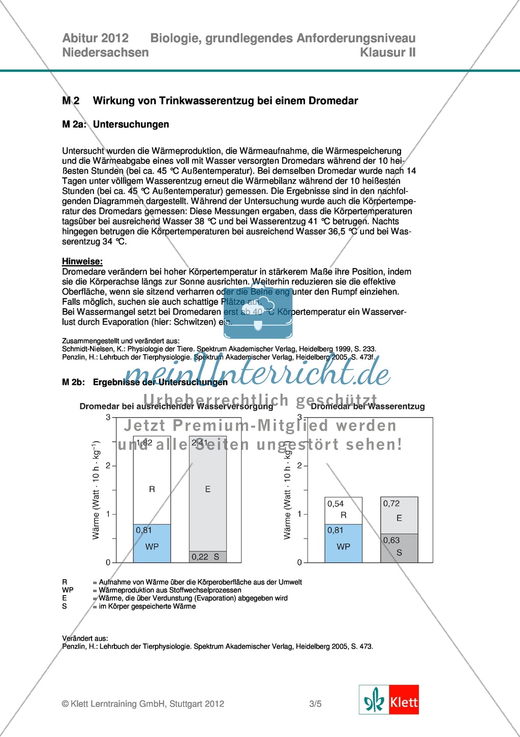 Abituraufgaben Niedersachsen 2012gA-II:Erschließen ökologischer und physiologischer Apekte des Dromedars und evolutionsbiologischer Aspekte der Kamelartigen.Mit Arbeitsmaterial und Lösungen. Preview 3