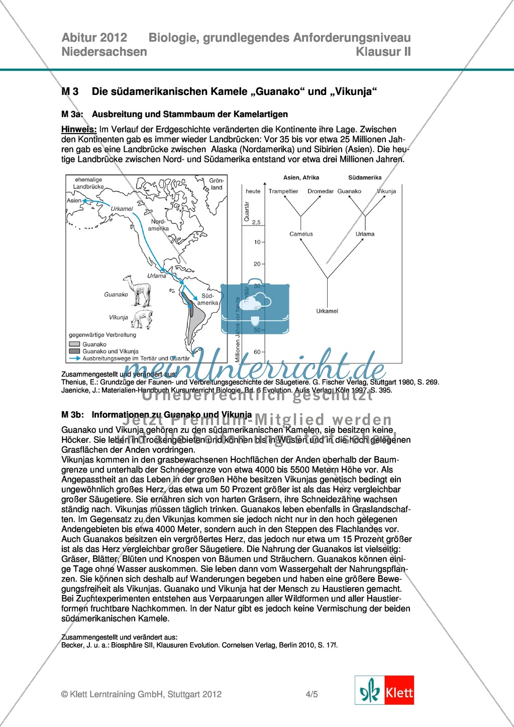 Abituraufgaben Niedersachsen 2012gA-II:Erschließen ökologischer und physiologischer Apekte des Dromedars und evolutionsbiologischer Aspekte der Kamelartigen.Mit Arbeitsmaterial und Lösungen. Preview 4