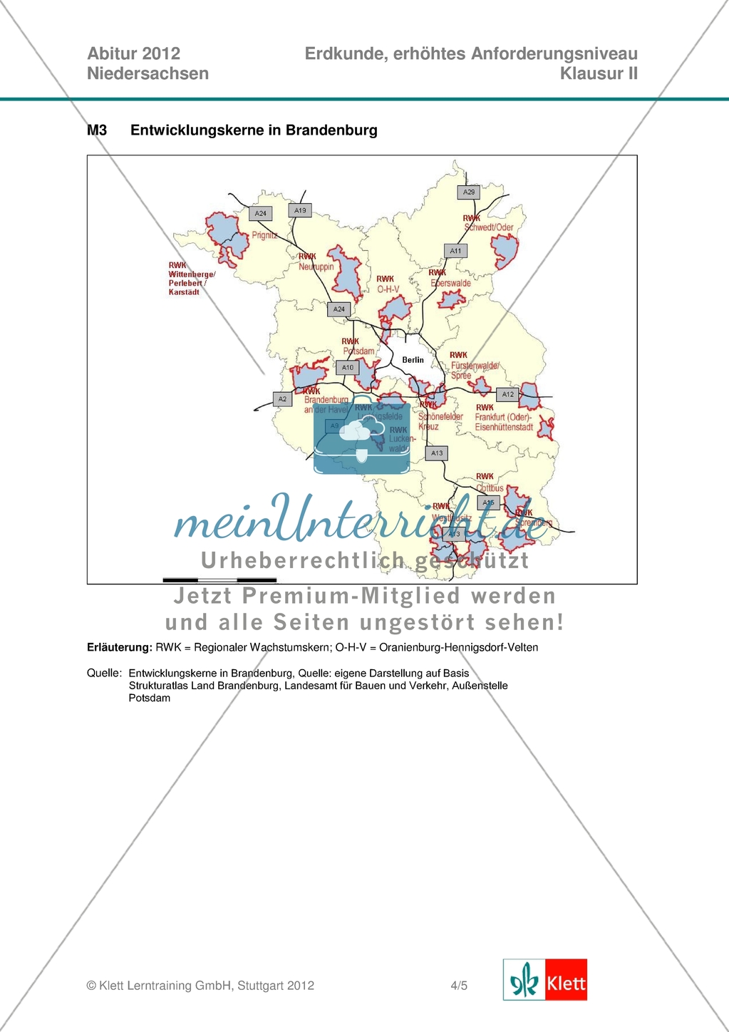 Abituraufgaben Niedersachsen 2012: Aufgaben und deren Musterlösungen zum Thema Das Bundesland Brandenburg im Fokus der Metropolisierung Preview 4