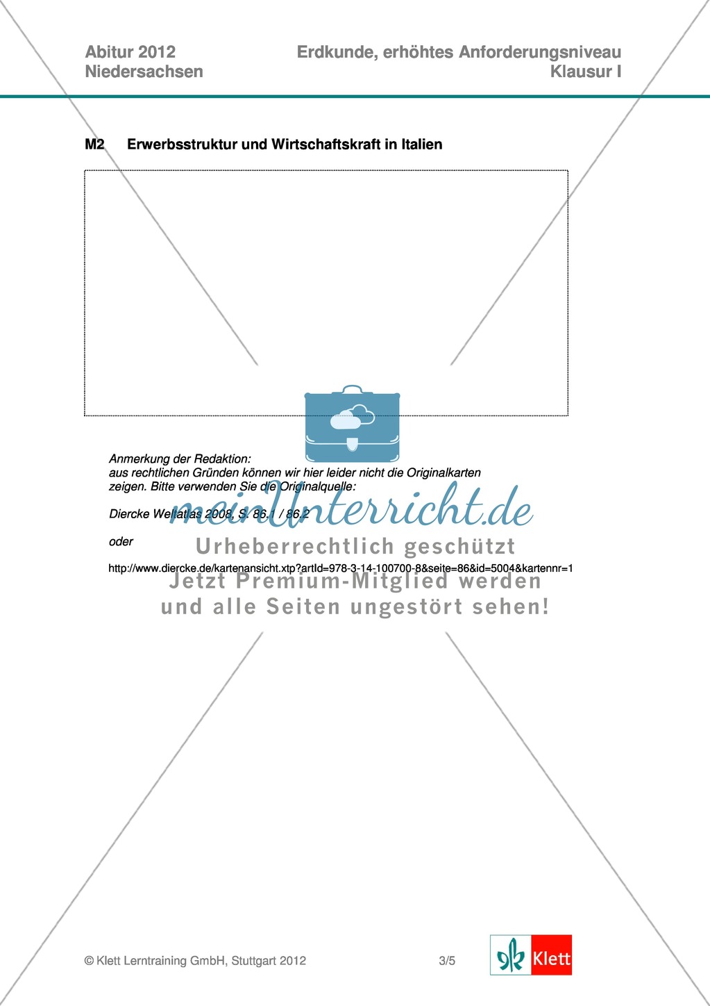 Abituraufgaben Niedersachsen 2012 - Geographieaufgaben und deren Musterlösungen zum Thema: Räumliche Disparitäten in Italien und Südostasien. Preview 3