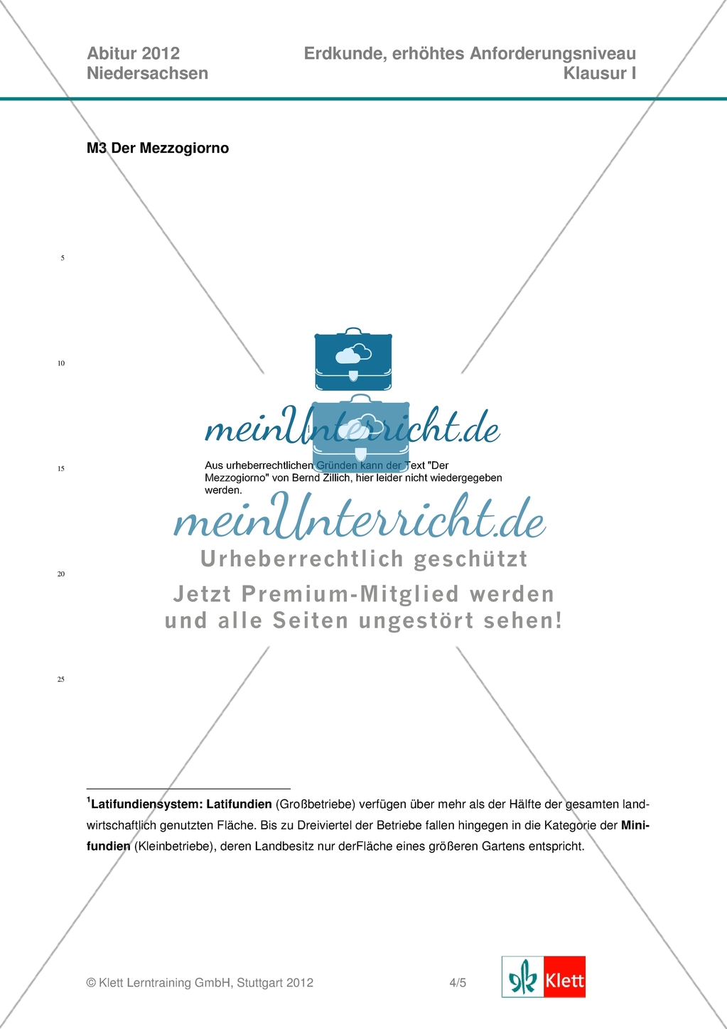 Abituraufgaben Niedersachsen 2012 - Geographieaufgaben und deren Musterlösungen zum Thema: Räumliche Disparitäten in Italien und Südostasien. Preview 4