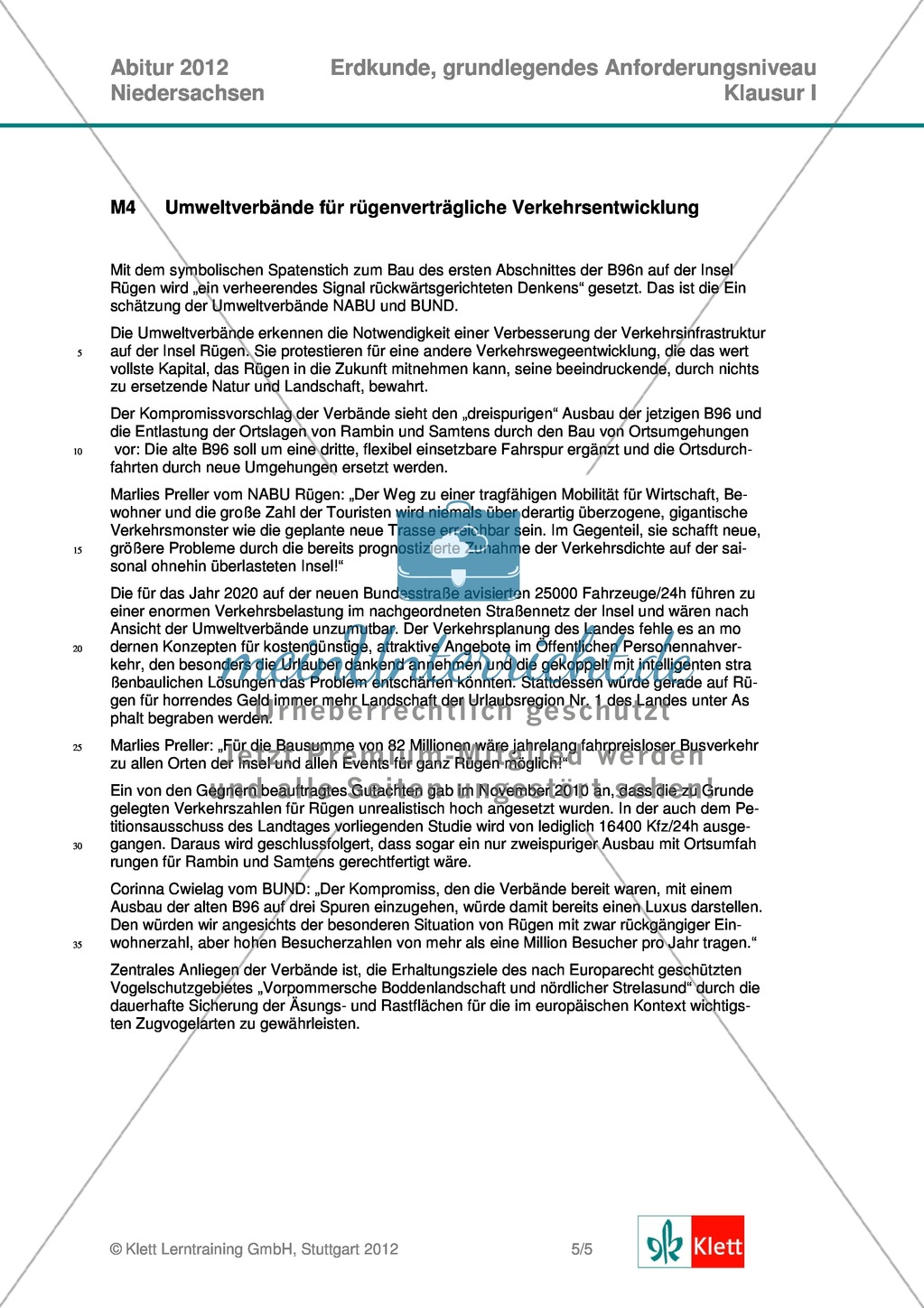 Abituraufgaben Niedersachsen 2012: Aufgaben und deren Musterlösungen zum Thema Tourismus und wirtschaftliche Entwicklung auf Rügen Preview 5