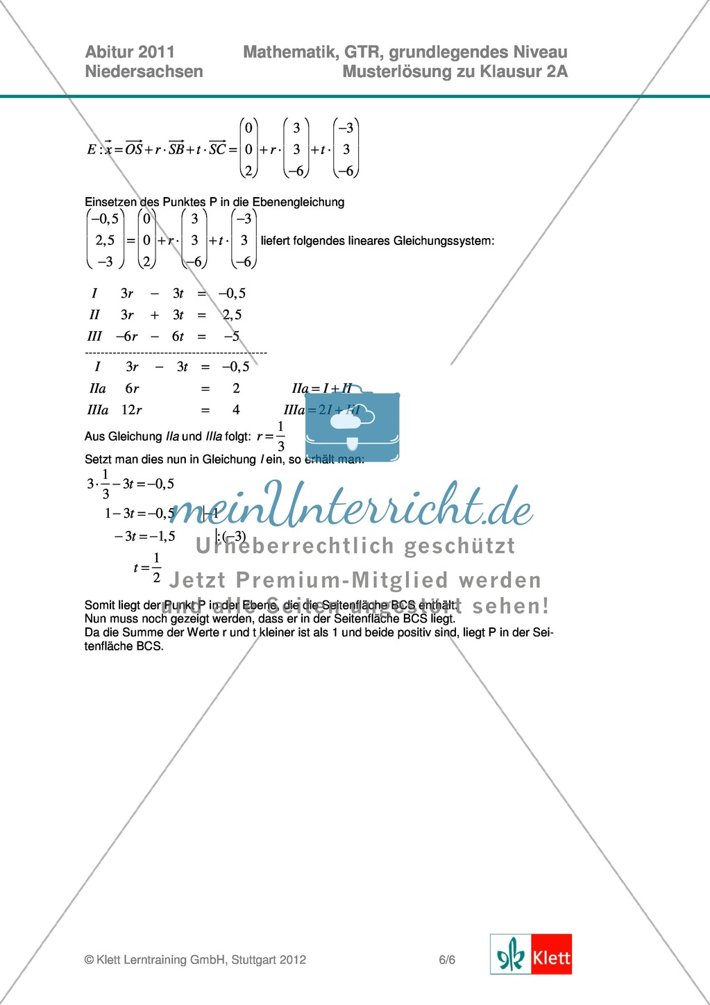Abituraufgaben Niedersachsen 2011 - Mathematikaufgaben (2A) und deren Musterlösungen zu den Themen Stochastik und Analytische Geometrie auf grundlegendem Niveau. Preview 8