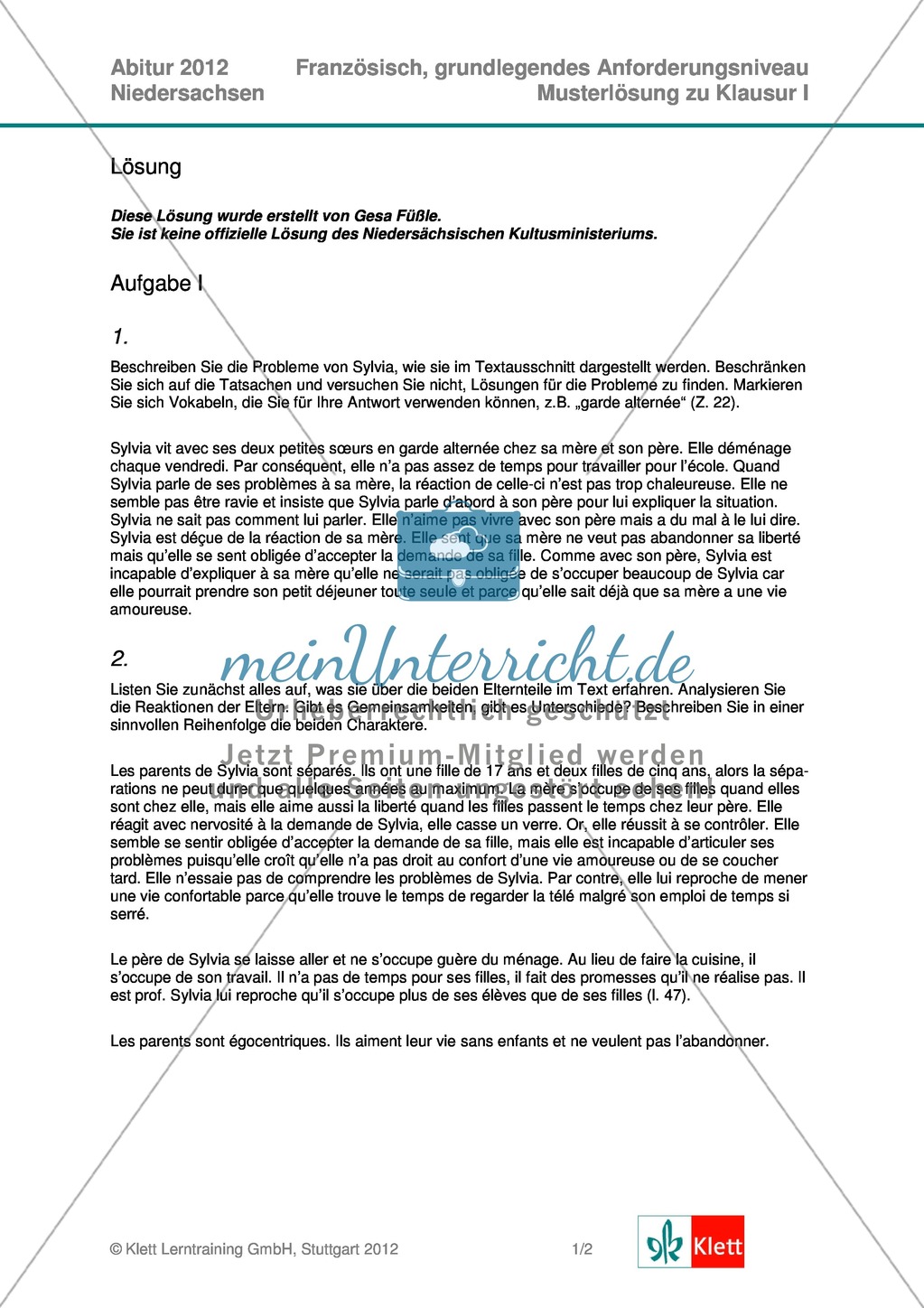 Abituraufgaben Niedersachsen 2012: Erschließung eines Textes durch Zusammenfassung, Personenbeschreibung, Vergleich mit einem weiteren Text und textbezogenem Beurteilen in freier Form. Preview 4