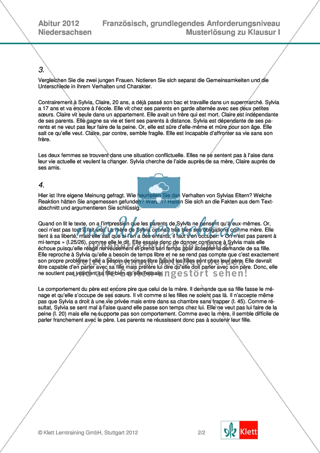 Abituraufgaben Niedersachsen 2012: Erschließung eines Textes durch Zusammenfassung, Personenbeschreibung, Vergleich mit einem weiteren Text und textbezogenem Beurteilen in freier Form. Preview 5