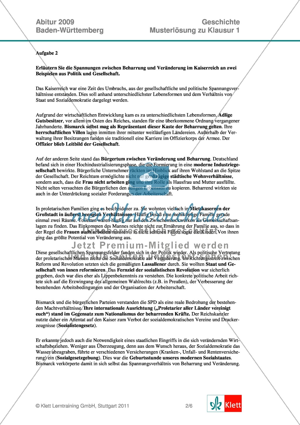Abituraufgaben Baden-Württemberg 2009: Nationalsozialismus-Quelleninterpretation, Darstellung und Erörterung zu den Entwicklungslinien vom Kaiserreich zum Nationalsozialismus, der Rolle der SPD und dem Machtgewinn Hitlers. Mit Quellen und Musterlösungen. Preview 6
