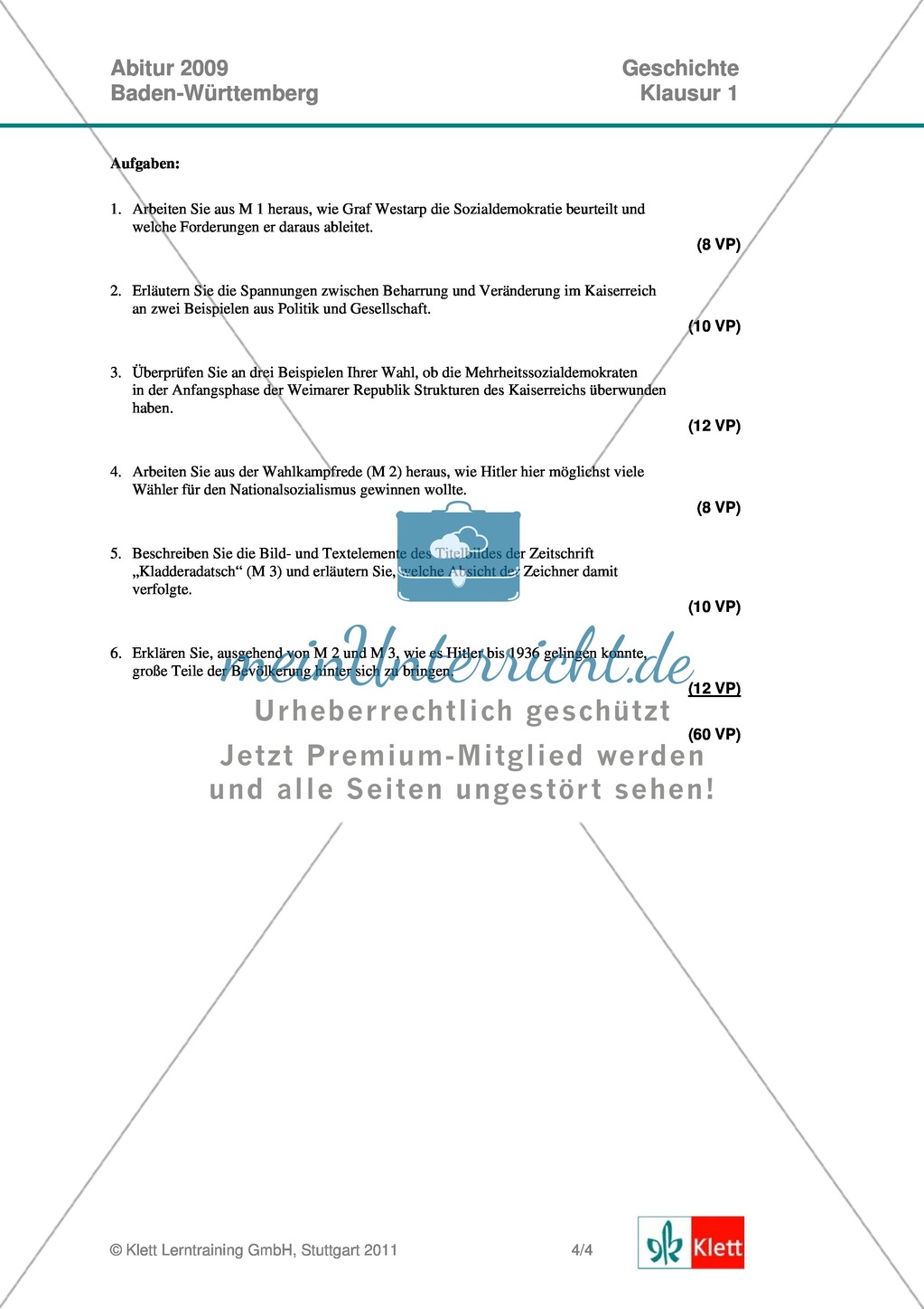 Abituraufgabe Baden-Württemberg 2009: Nationalsozialismus-Bildinterpretation der Titelseite der Zeitschrift