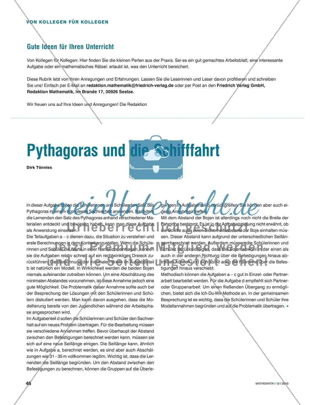 Von Kollegen für Kollegen: Pythagoras und die Schifffahrt Preview 1