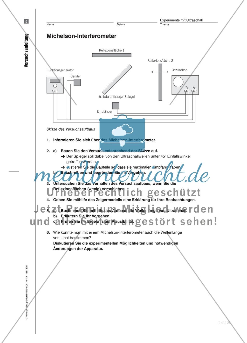 Interferenzversuche mit Ultraschall - Demonstrations- und Schülerexperimente mit einer einfachen und preisgünstigen Apparatur Preview 10