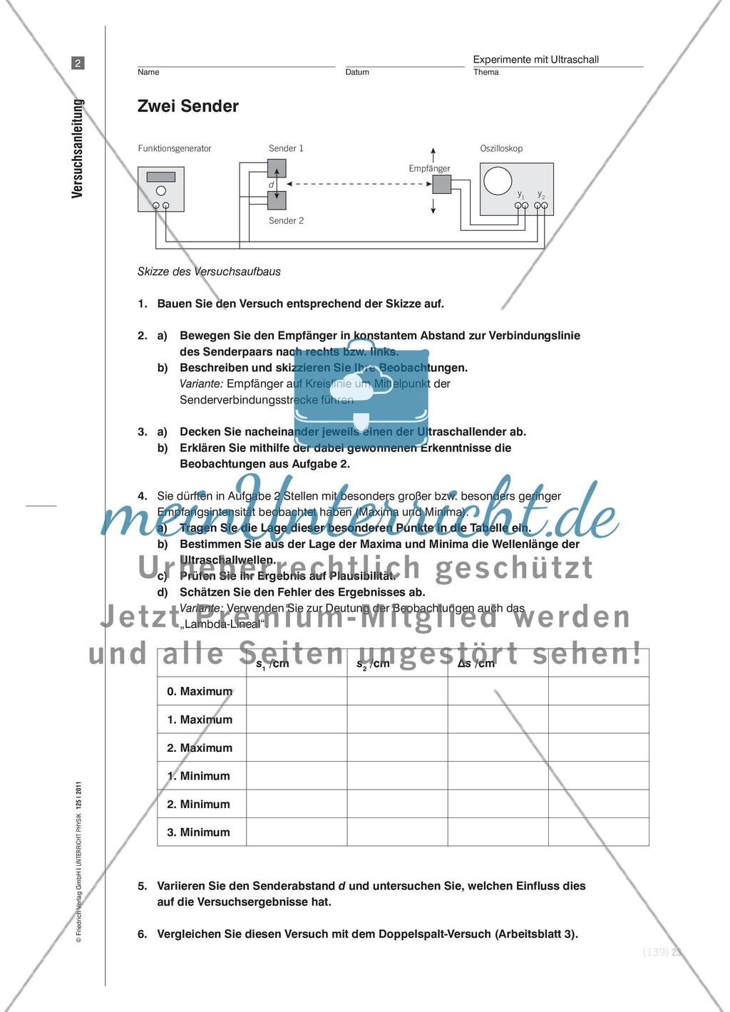 Interferenzversuche mit Ultraschall - Demonstrations- und Schülerexperimente mit einer einfachen und preisgünstigen Apparatur Preview 8