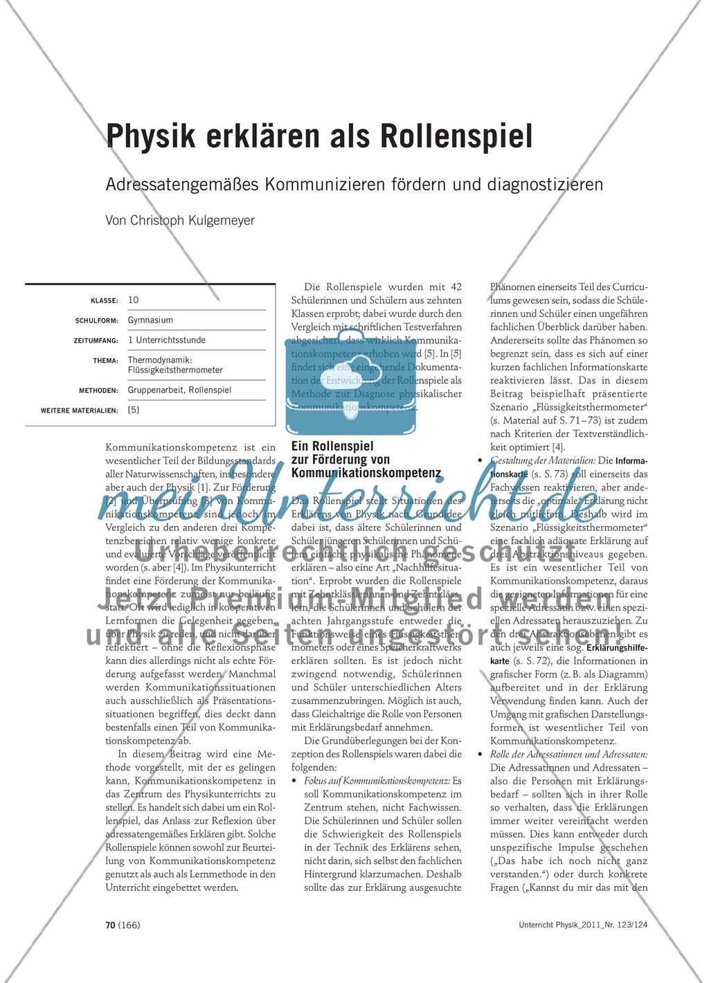 Physik erklären als Rollenspiel - Adressatengemäßes Kommunizieren fördern und diagnostizieren Preview 1