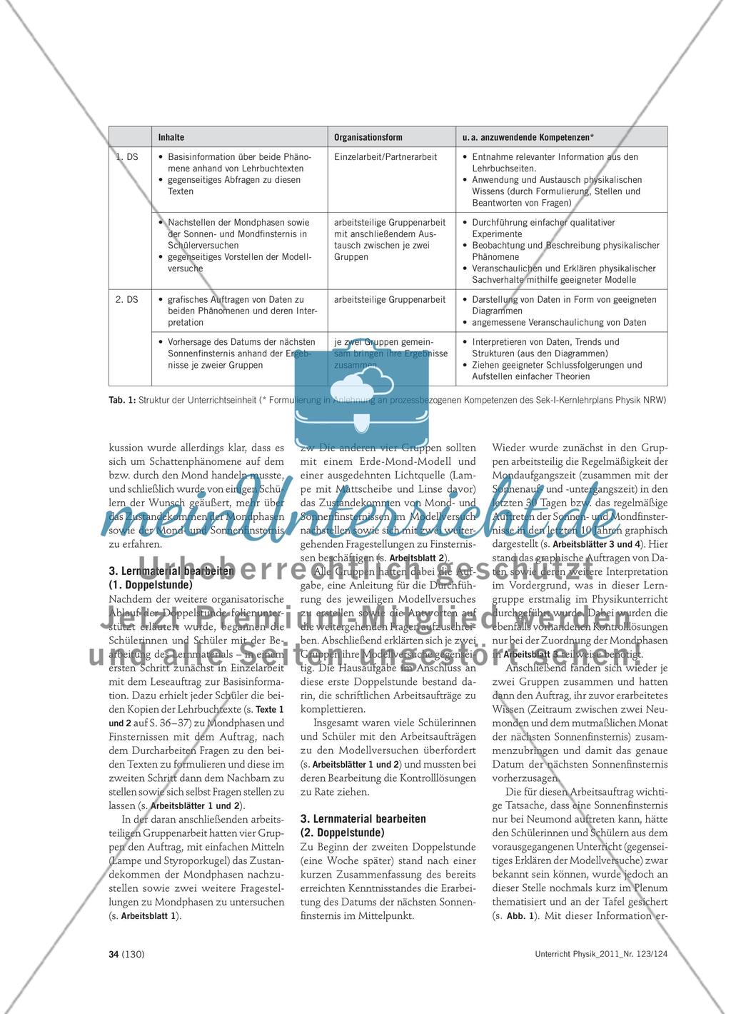Mondphasen und Finsternisse - Beispiel eines kompetenzorientierten Vorgehens im Anfangsunterricht Physik Preview 2