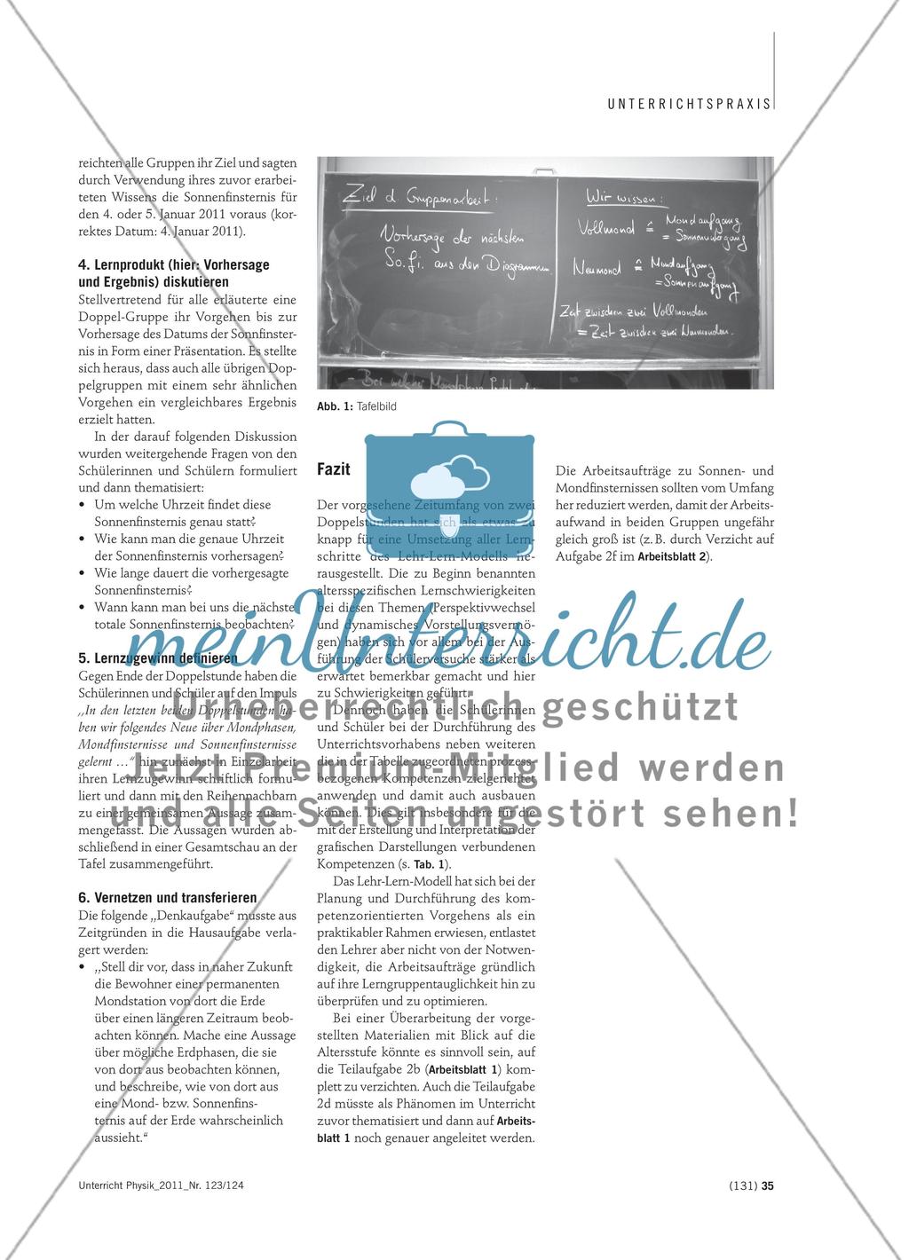 Mondphasen und Finsternisse - Beispiel eines kompetenzorientierten Vorgehens im Anfangsunterricht Physik Preview 3