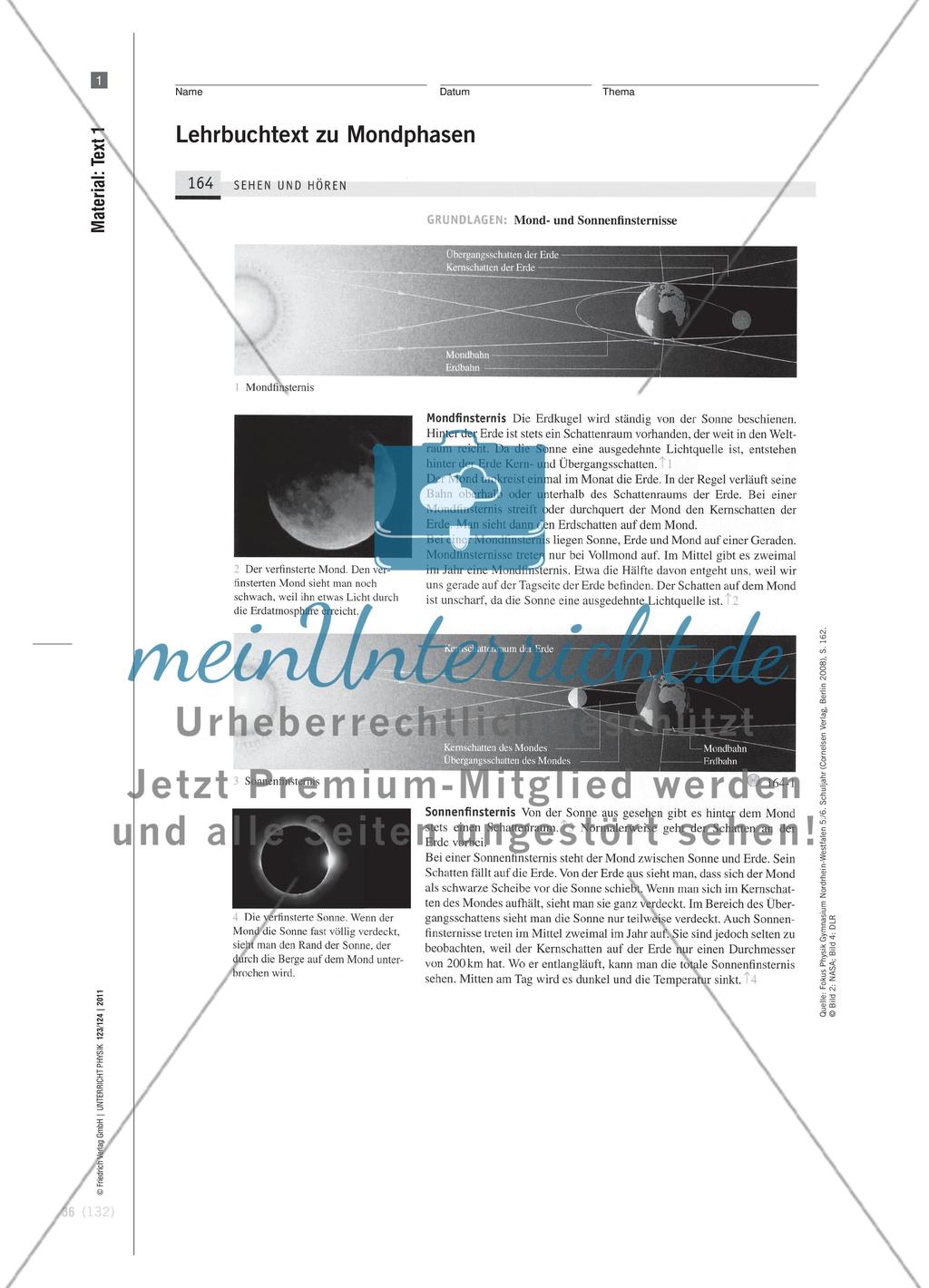 Mondphasen und Finsternisse - Beispiel eines kompetenzorientierten Vorgehens im Anfangsunterricht Physik Preview 4