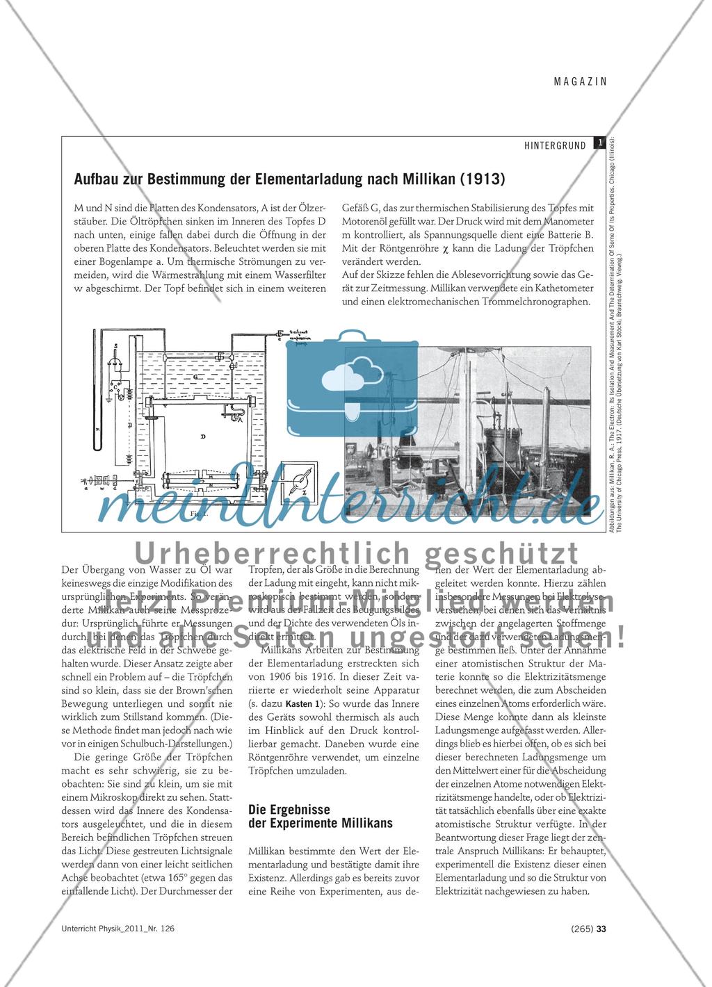 Robert A. Millikan und die Bestimmung der Elementarladung - Historische Aspekte eines klassischen Experiments Preview 2