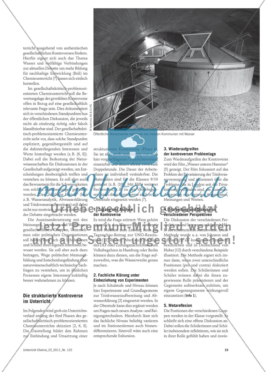 Sollen kommunale Wasserwerke privatisiert werden? - Eine strukturierte Kontroverse im Chemieunterricht Preview 2