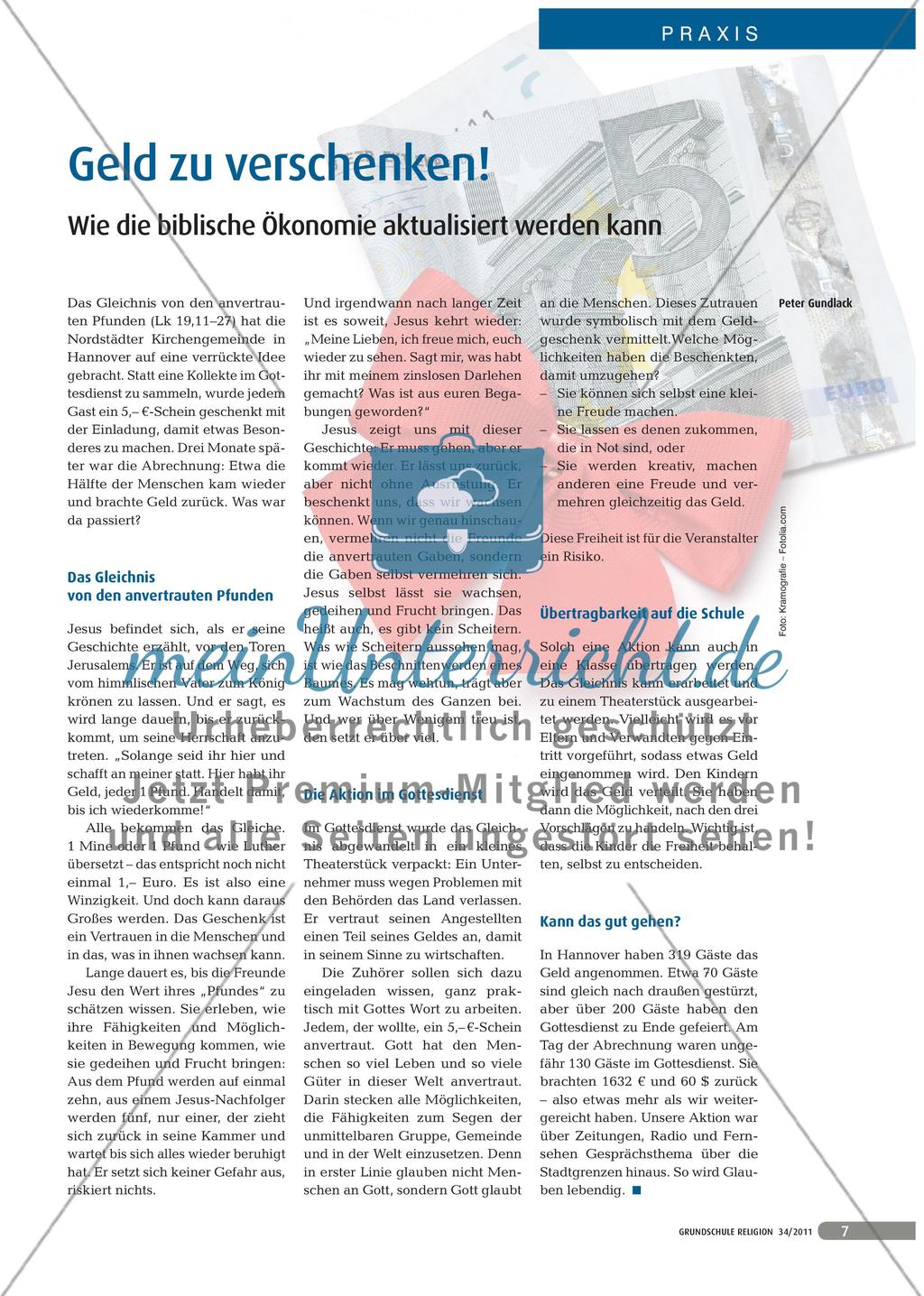 Das Gleichnis von den anvertrauten Pfunden in der Grundschule Preview 1