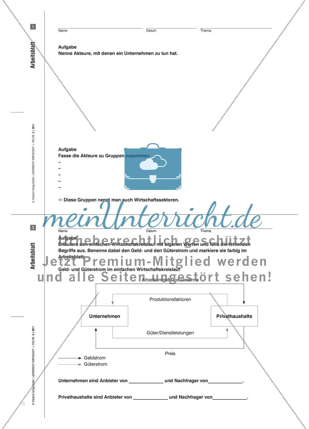Unternehmen im Geld- und Güterkreislauf - Ideen zur Umsetzung im Unterricht Preview 2