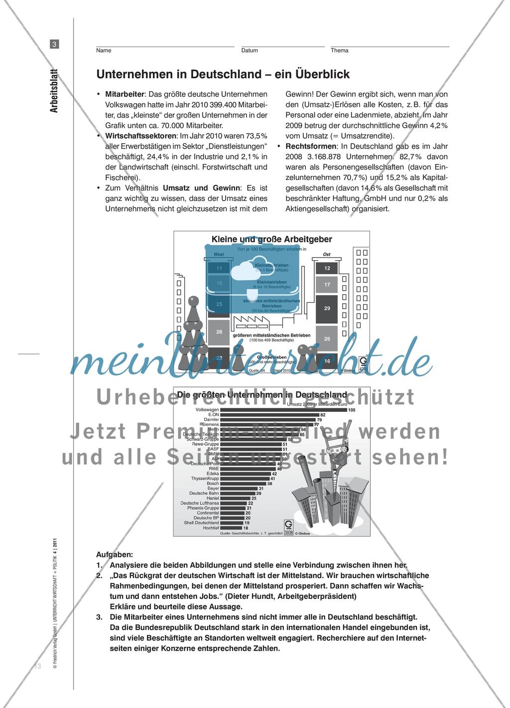 Unternehmen als ökonomische und soziale Aktionszentren - Materialien für den Einstieg in den Themenkomplex „Unternehmen“ Preview 5