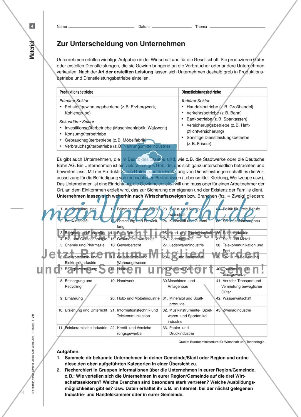 Unternehmen als ökonomische und soziale Aktionszentren - Materialien für den Einstieg in den Themenkomplex „Unternehmen“ Preview 6