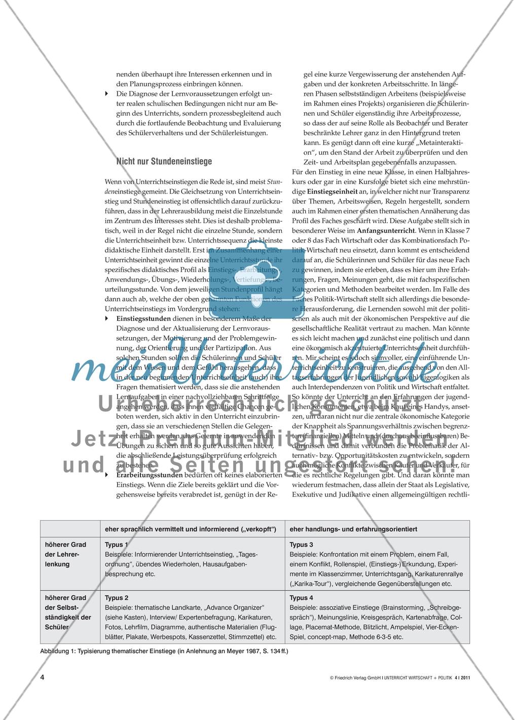 Einen Anfang wagen - Unterrichtseinstiege in der ökonomischen und politischen Bildung Preview 3