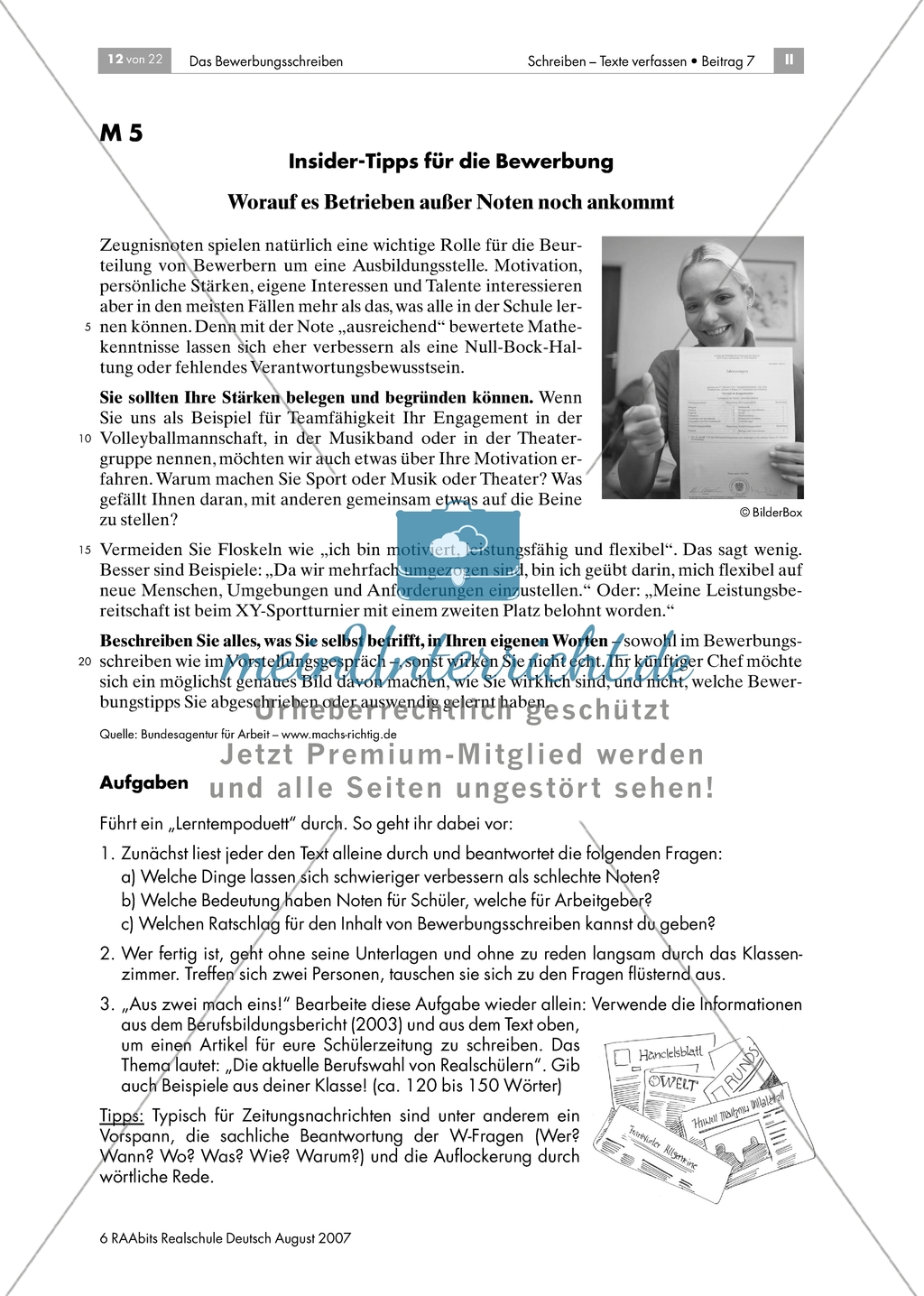 Berufswünsche und erste Bewerbungstipps: Übungen + Hinweise + Erwartungshorizont Preview 2