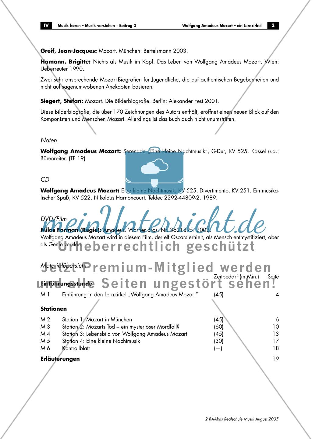 Wolfgang Amadeus Mozart – ein Lernzirkel Preview 3