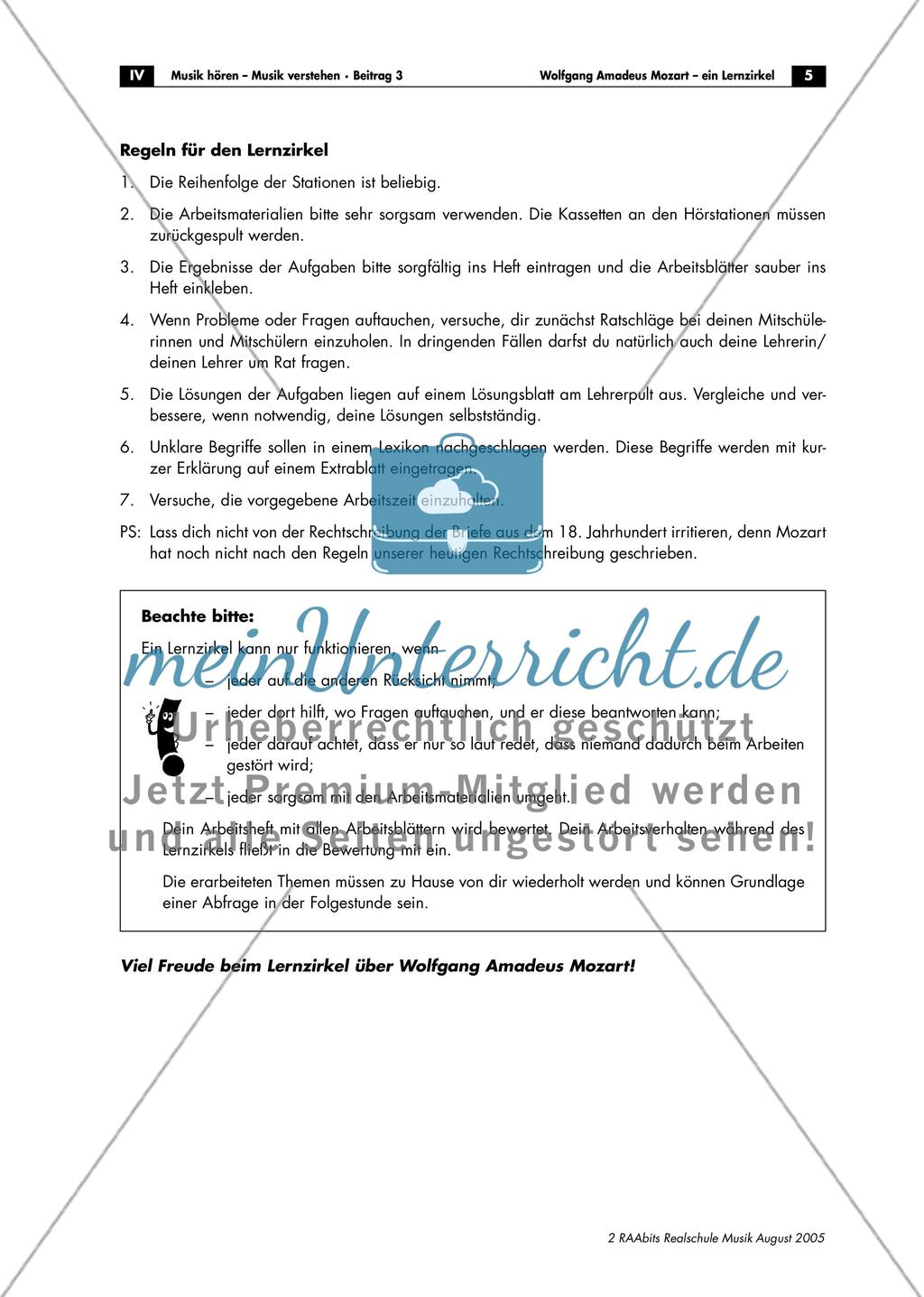 Wolfgang Amadeus Mozart – ein Lernzirkel Preview 5