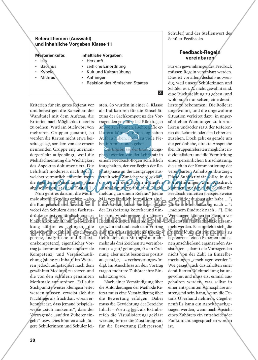 Aufbau einer Feedback-Kultur bei Referaten - Rückmeldungen als Schritt zur Demokratisierung von Bewertung mündlicher Mitarbeit Preview 3