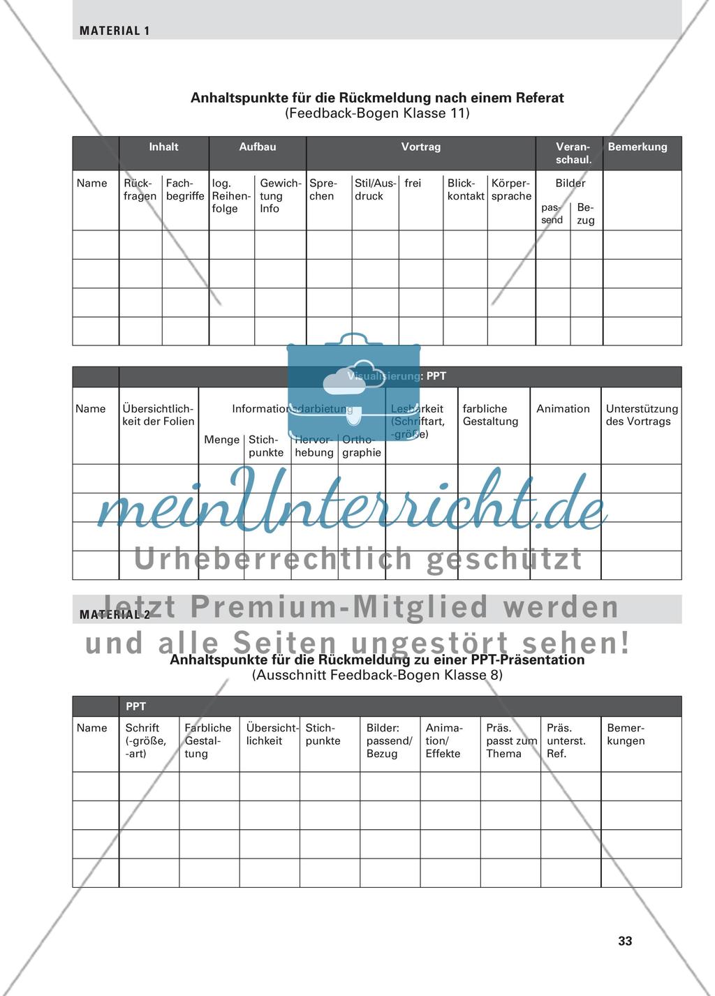 Aufbau einer Feedback-Kultur bei Referaten - Rückmeldungen als Schritt zur Demokratisierung von Bewertung mündlicher Mitarbeit Preview 6