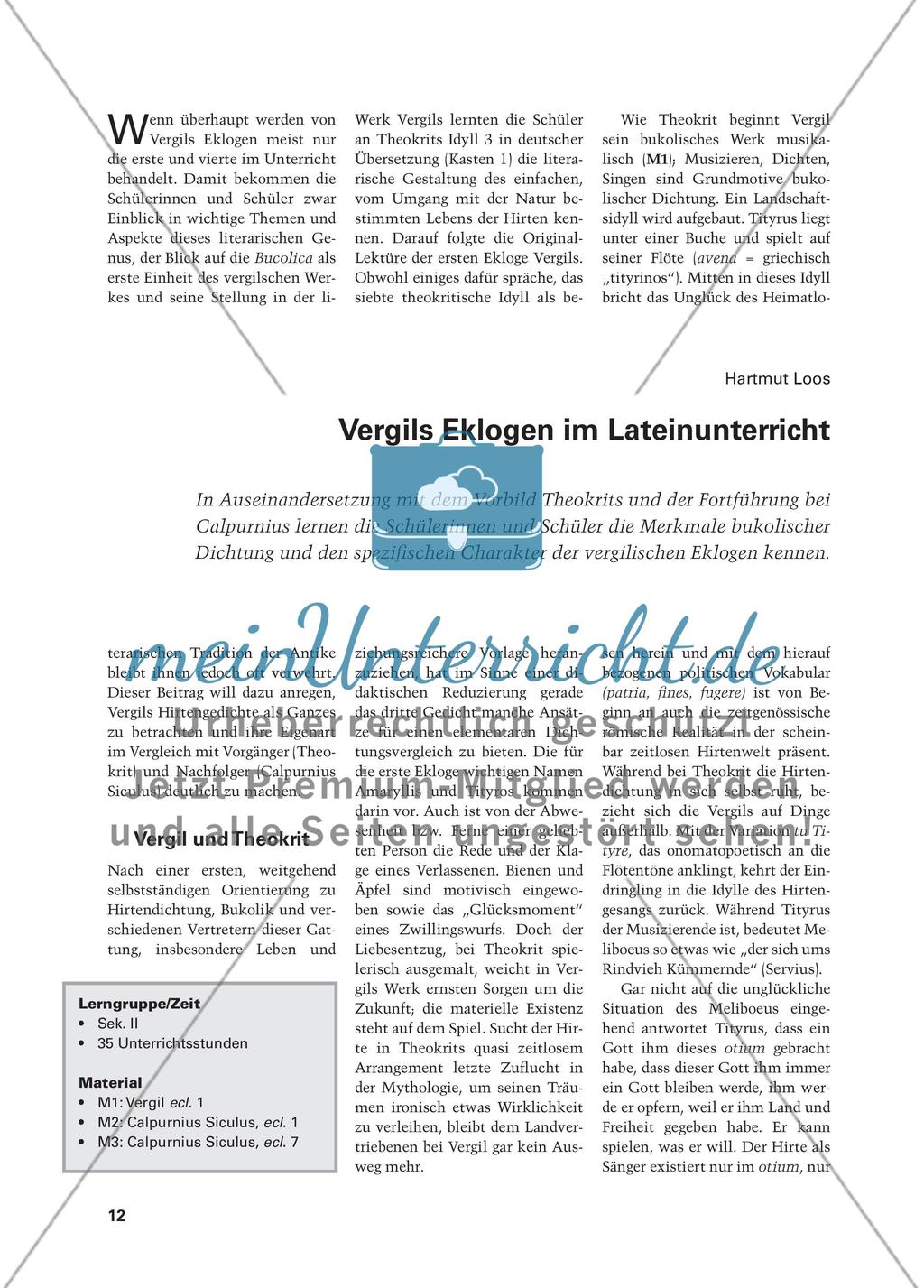 Vergils Eklogen im Lateinunterricht Preview 1