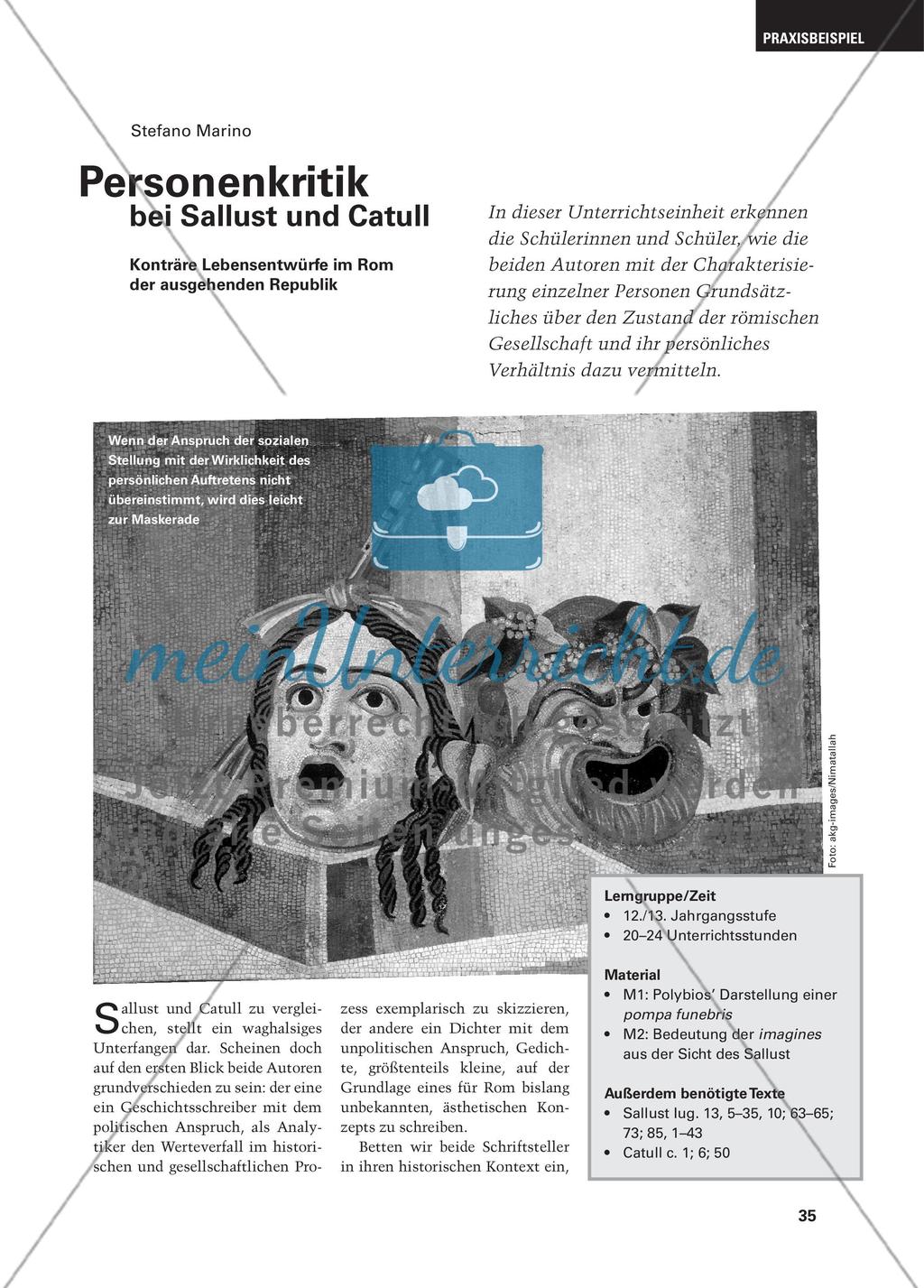 Personenkritik bei Sallust und Catull - Konträre Lebensentwürfe im Rom der ausgehenden Republik Preview 1