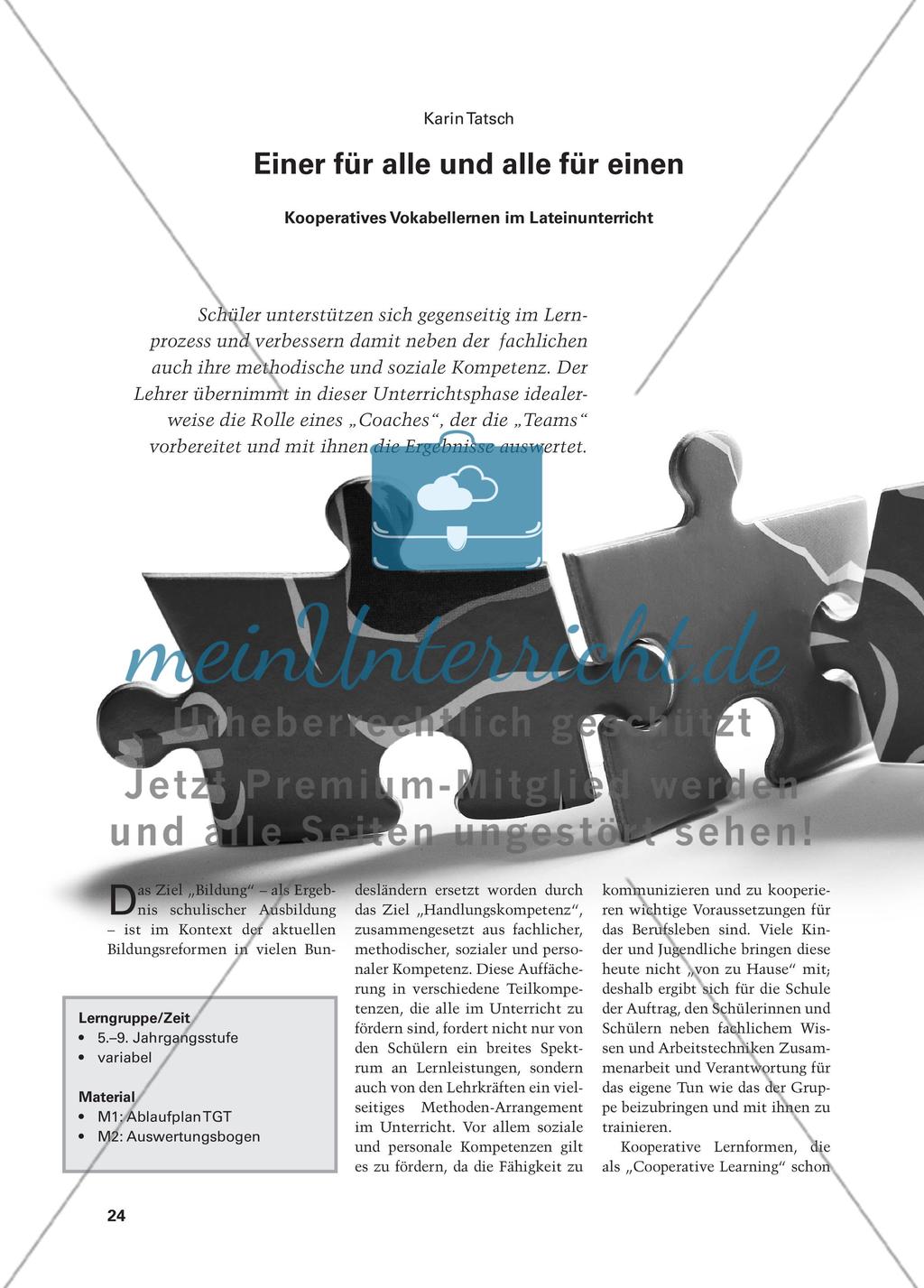 Einer für alle und alle für einen - Kooperatives Vokabellernen im Lateinunterricht Preview 1