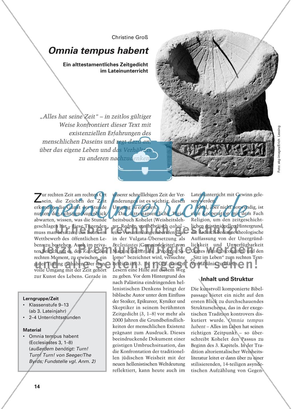 Omnia tempus habent - Ein alttestamentliches Zeitgedicht im Lateinunterricht Preview 1