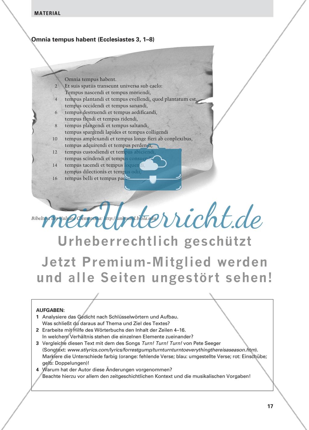 Omnia tempus habent - Ein alttestamentliches Zeitgedicht im Lateinunterricht Preview 4