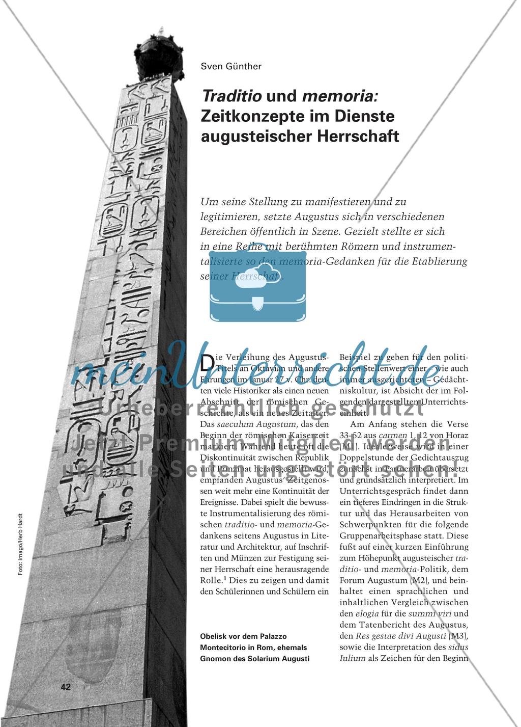 Traditio und memoria: Zeitkonzepte im Dienst augusteischer Herrschaft Preview 1