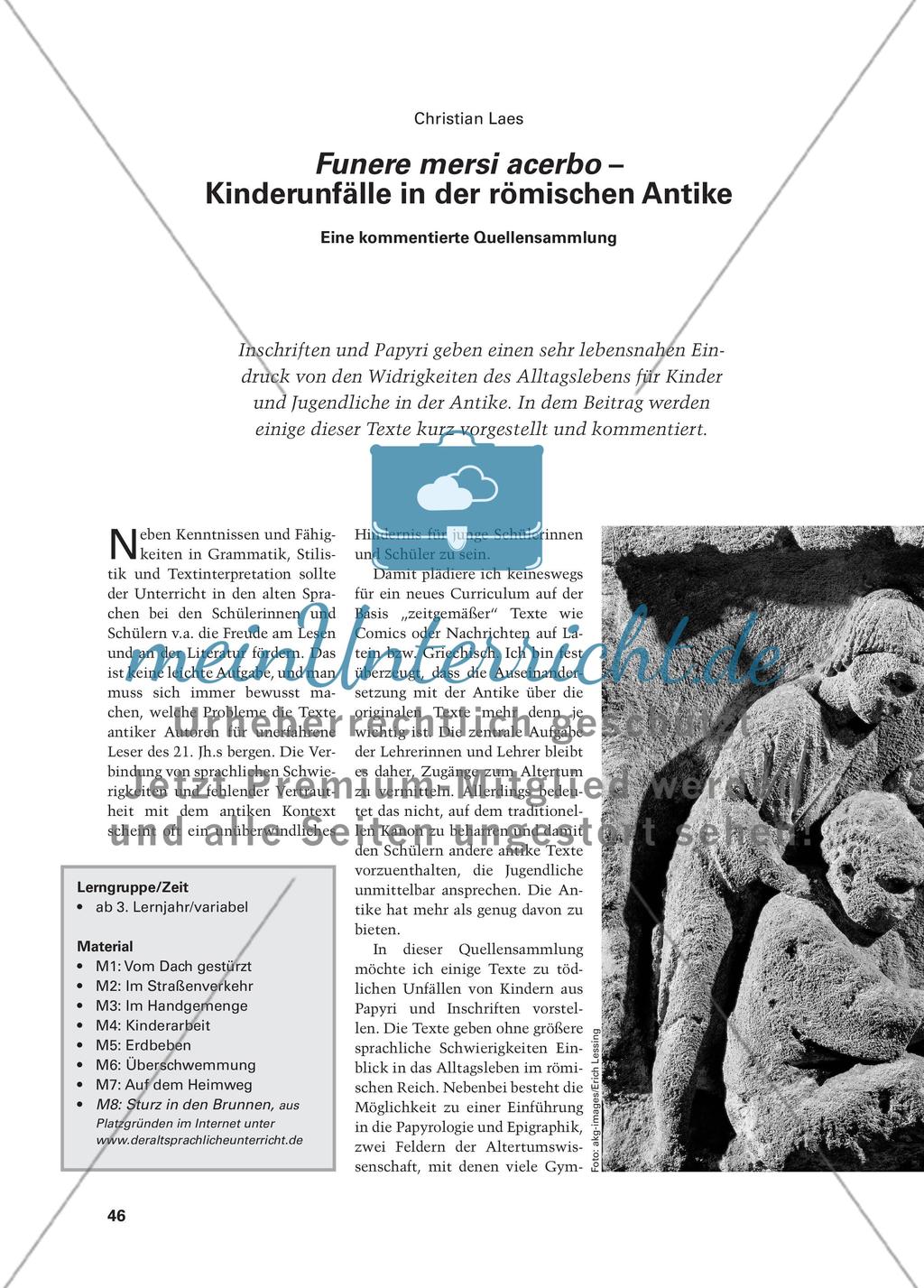 Funere mersi acerbo – Kinderunfälle in der römischen Antike - Eine kommentierte Quellensammlung Preview 1