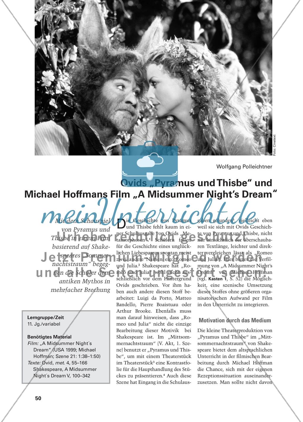 Ovids Pyramus und Thisbe und Michael Hoffmans Film „A Midsummer Night‘s Dream“ Preview 1