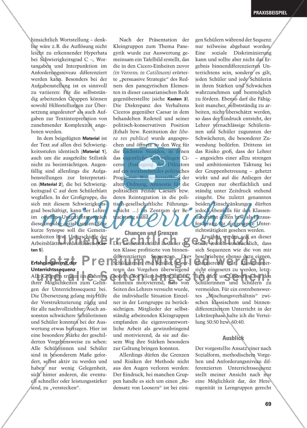 Integration durch Binnendifferenzierung - Eine Unterrichtssequenz aus Ciceros Pro Marcello Preview 5