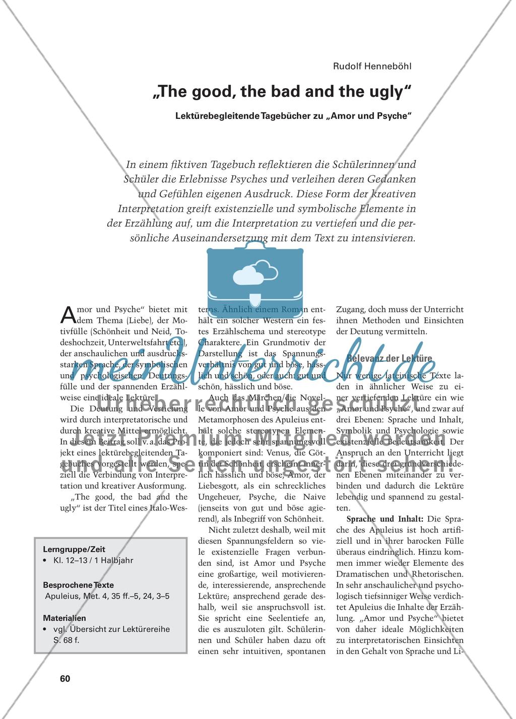 „The good, the bad and the ugly“ - Lektürebegleitende Tagebücher zu „Amor und Psyche“ Preview 1